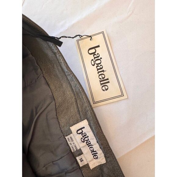 NWT Grey Bagatelle 100% Genuine Leather Straight Leg Pants Sz 14 Vintage Chic - Picture 3 of 10